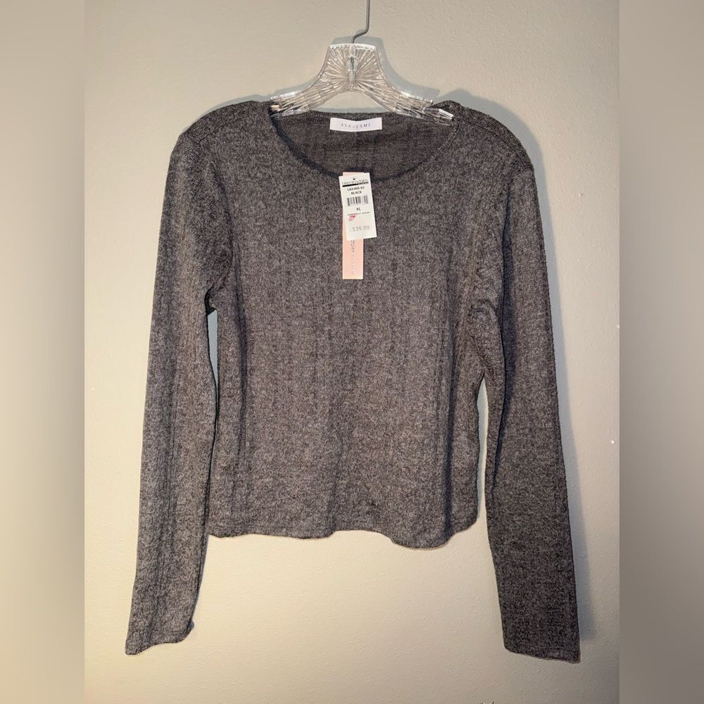 Bloomingdale's Aqua Ava + Esme Heathered Grey Sweater XL NEW #721